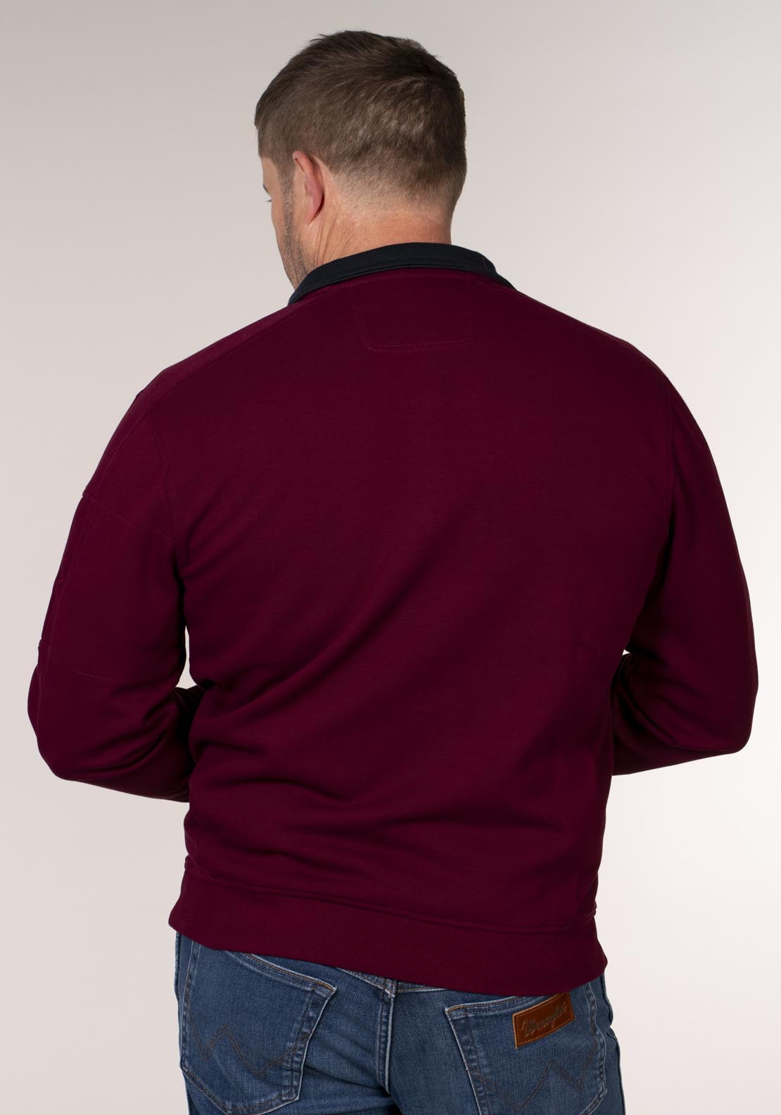 Yeats 1/4 Zip Neck Sweatshirt - Red 2 Shaws Department Stores