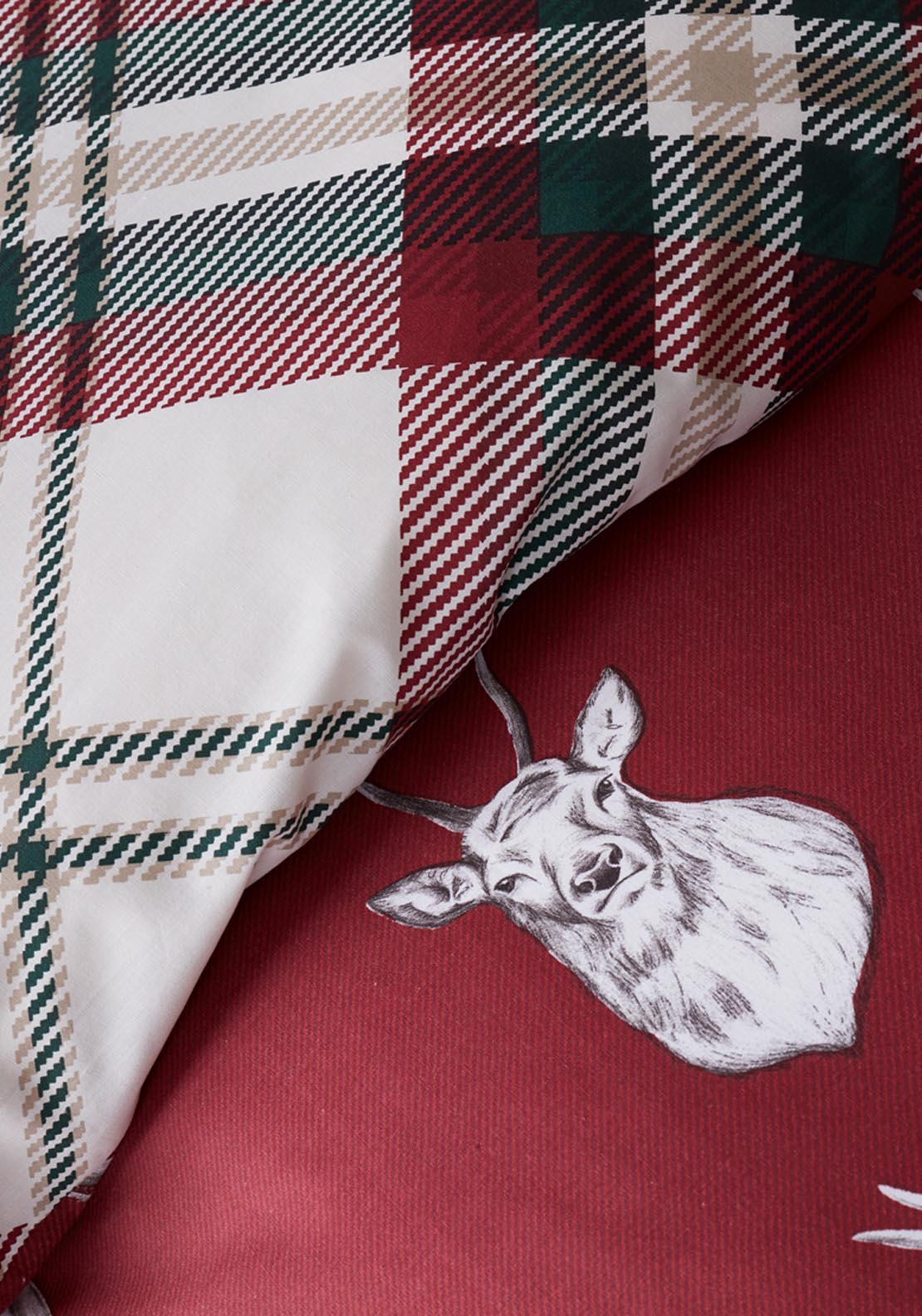 The Home Collection Stag Check Duvet Cover Set Soft - Mulberry 4 Shaws Department Stores