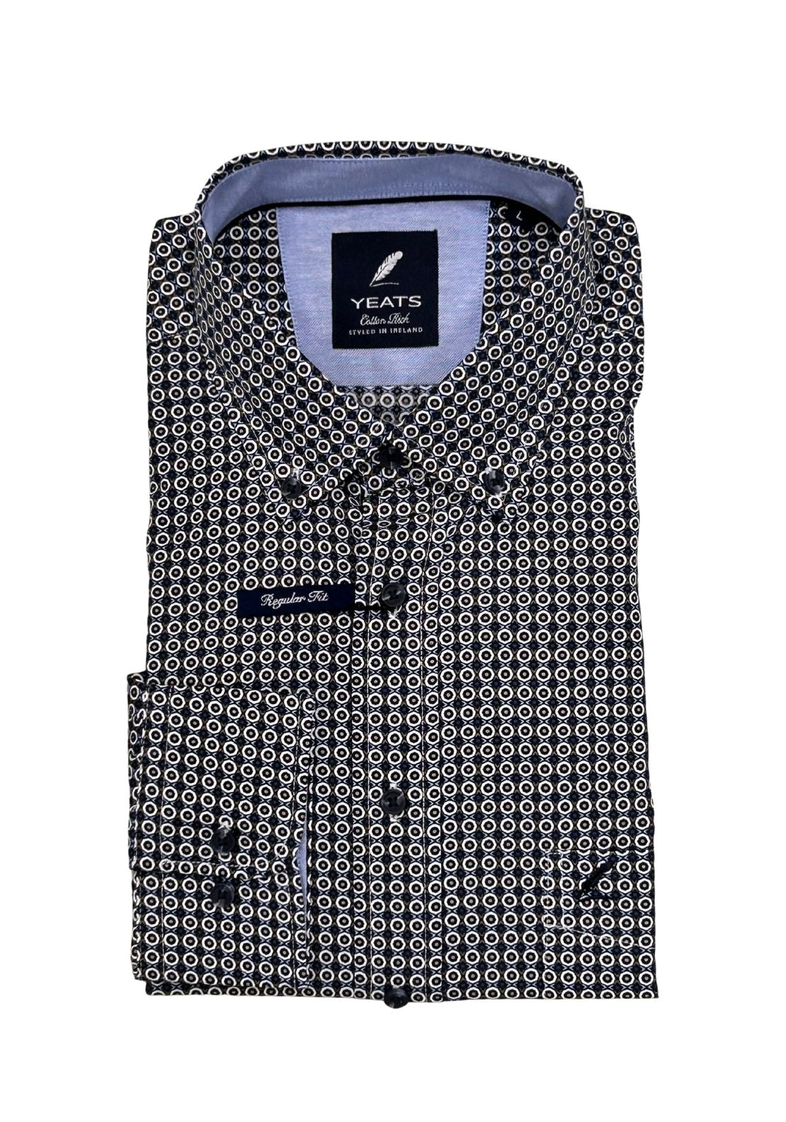 Yeats Long Sleeve Print Shirt - Blue 1 Shaws Department Stores