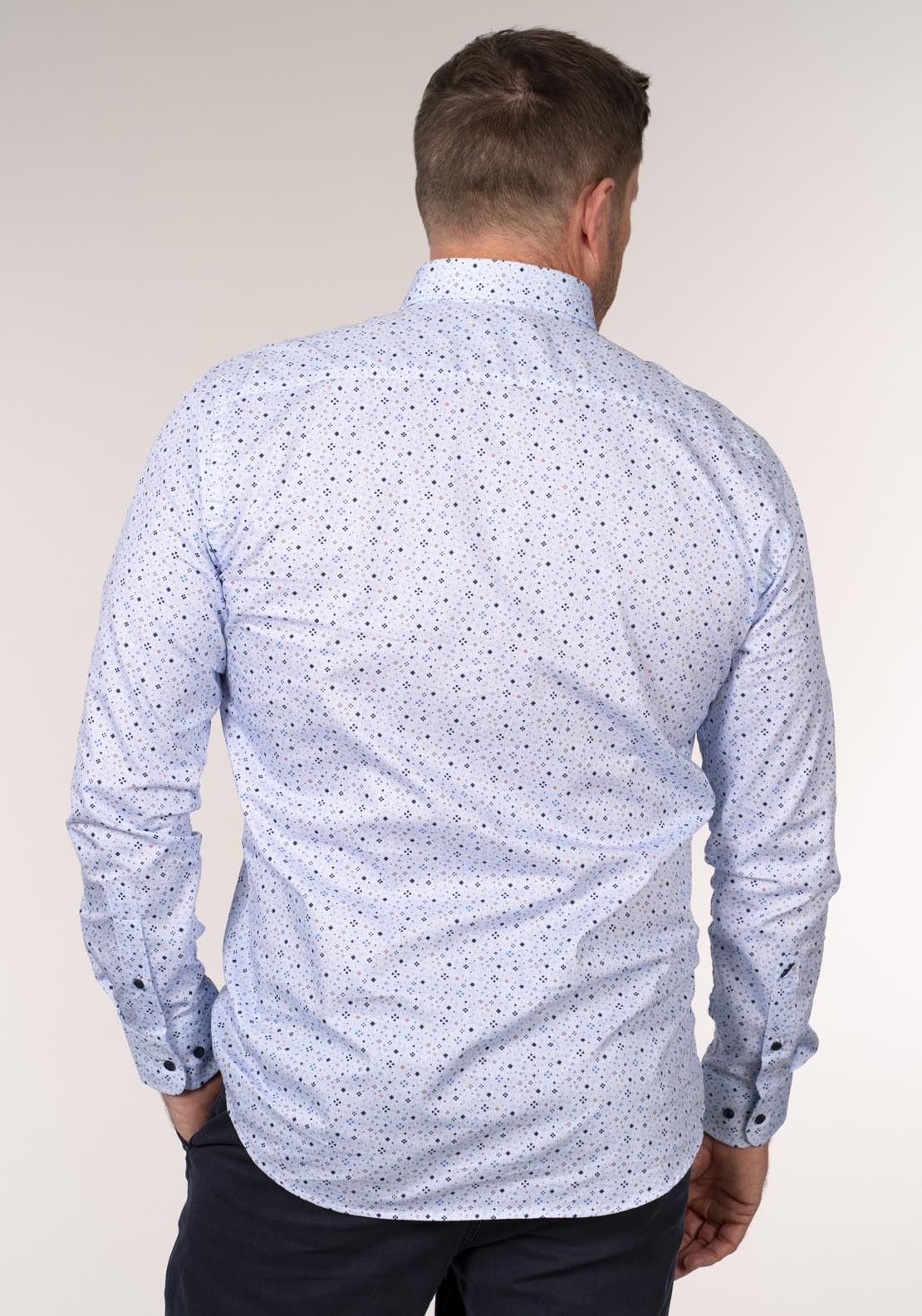 Yeats Long Sleeve Print Shirt - Blue 2 Shaws Department Stores
