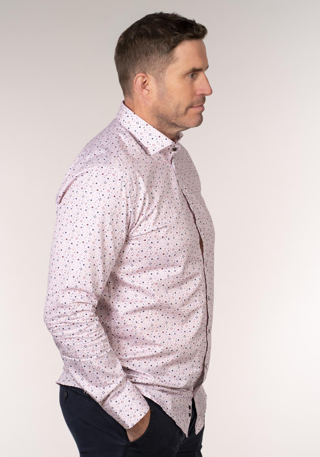 Yeats Long Sleeve Print Shirt - Pink 3 Shaws Department Stores