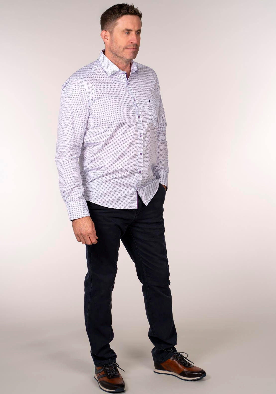 Yeats Long Sleeve Print Shirt - Pink 6 Shaws Department Stores