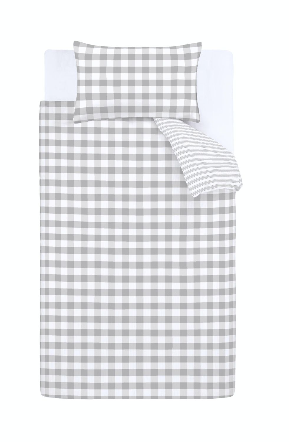 Bianca Check And Stripe Cotton Duvet Cover Set -White/Grey 5 Shaws Department Stores