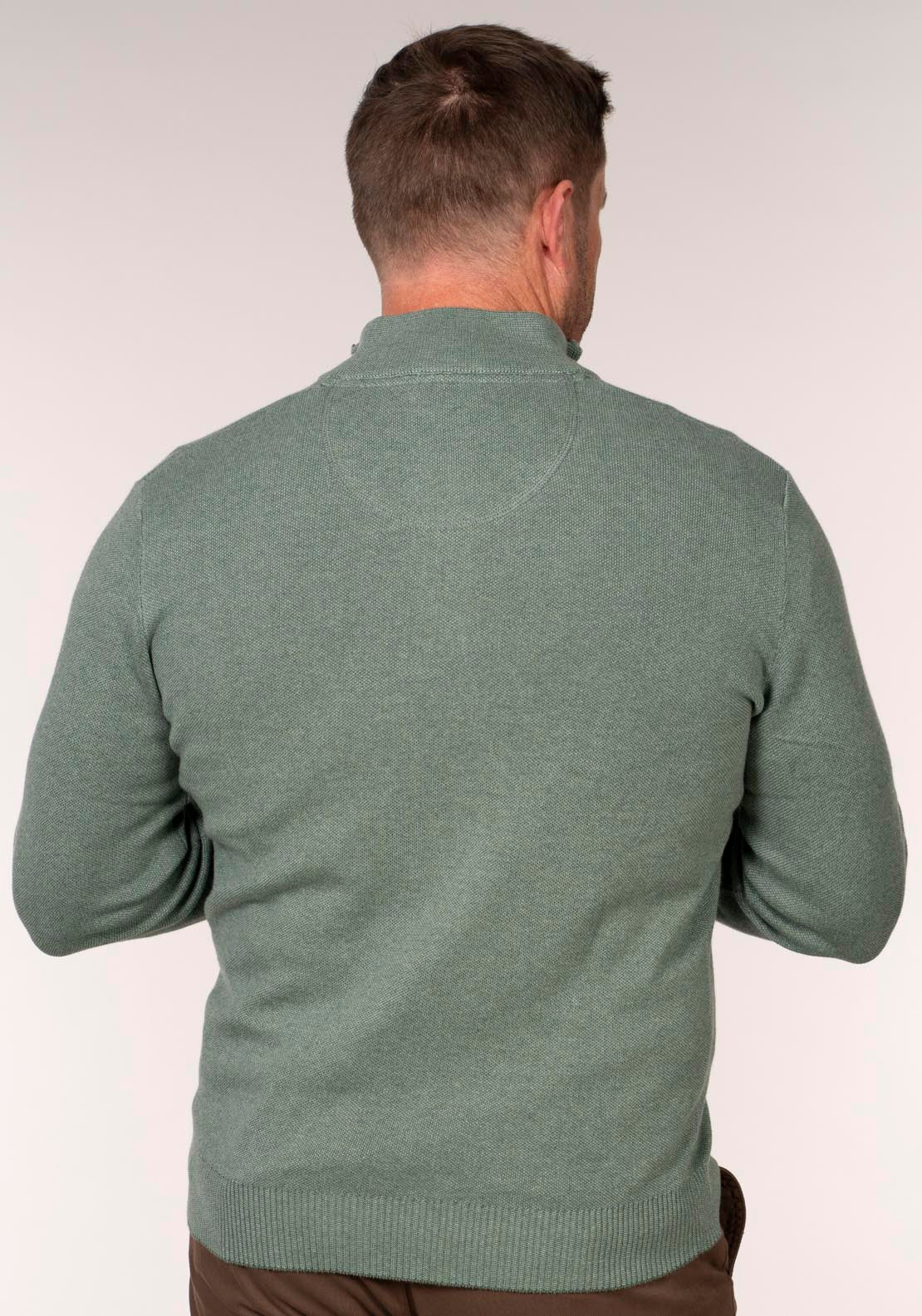 Yeats 1/4 Zip Knitwear - Green 2 Shaws Department Stores