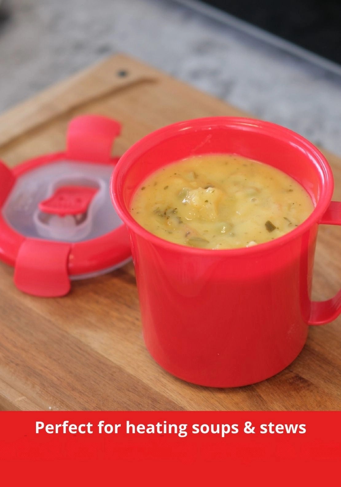 Prestige Good2Heat Microwave Cookware Soup Mug 683ml - Red 4 Shaws Department Stores