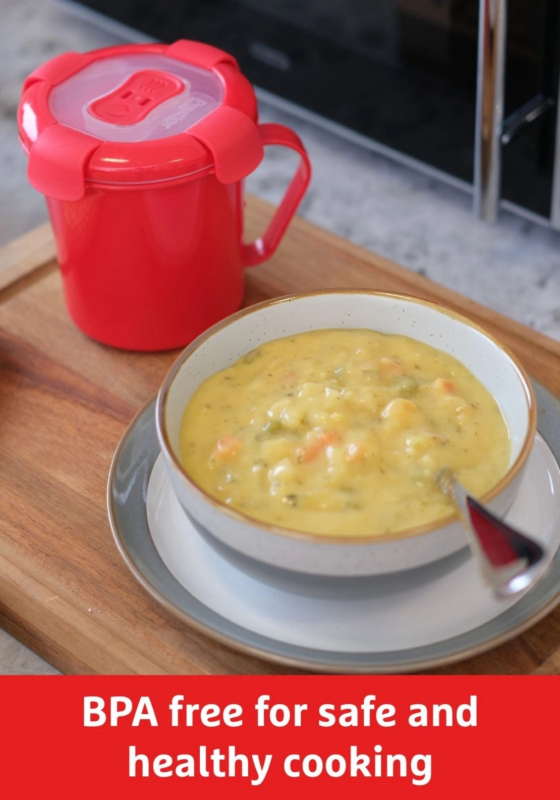 Prestige Good2Heat Microwave Cookware Soup Mug 683ml - Red 5 Shaws Department Stores