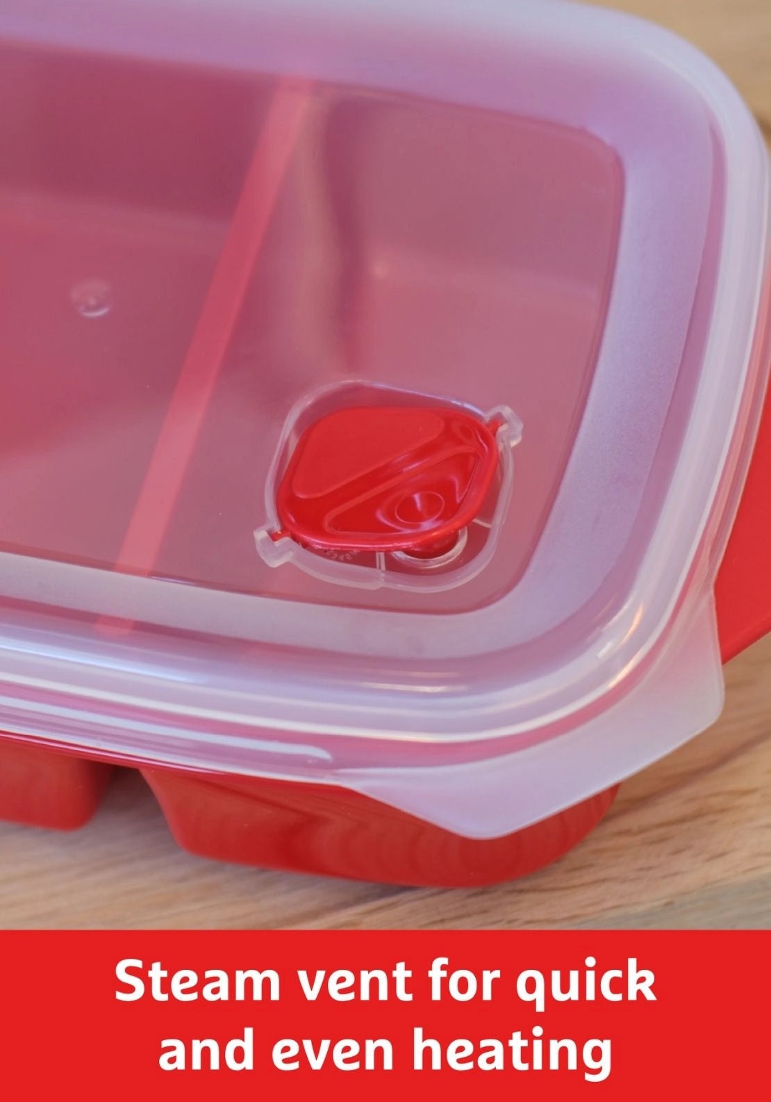 Prestige Good2Heat Microwave Cookware Divided Container 1.3L - Red 2 Shaws Department Stores