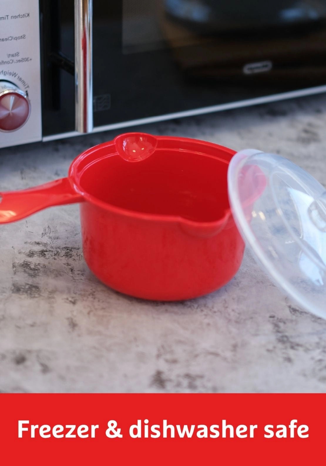 Prestige Good2Heat Microwave Cookware Saucepan & Lid 640ml - Red 4 Shaws Department Stores