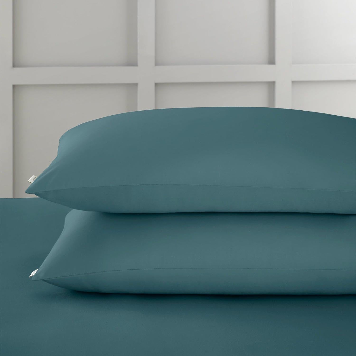 Bianca 400 Thread Count 100% Cotton Sateen Standard Pillowcase Pair - Teal 2 Shaws Department Stores