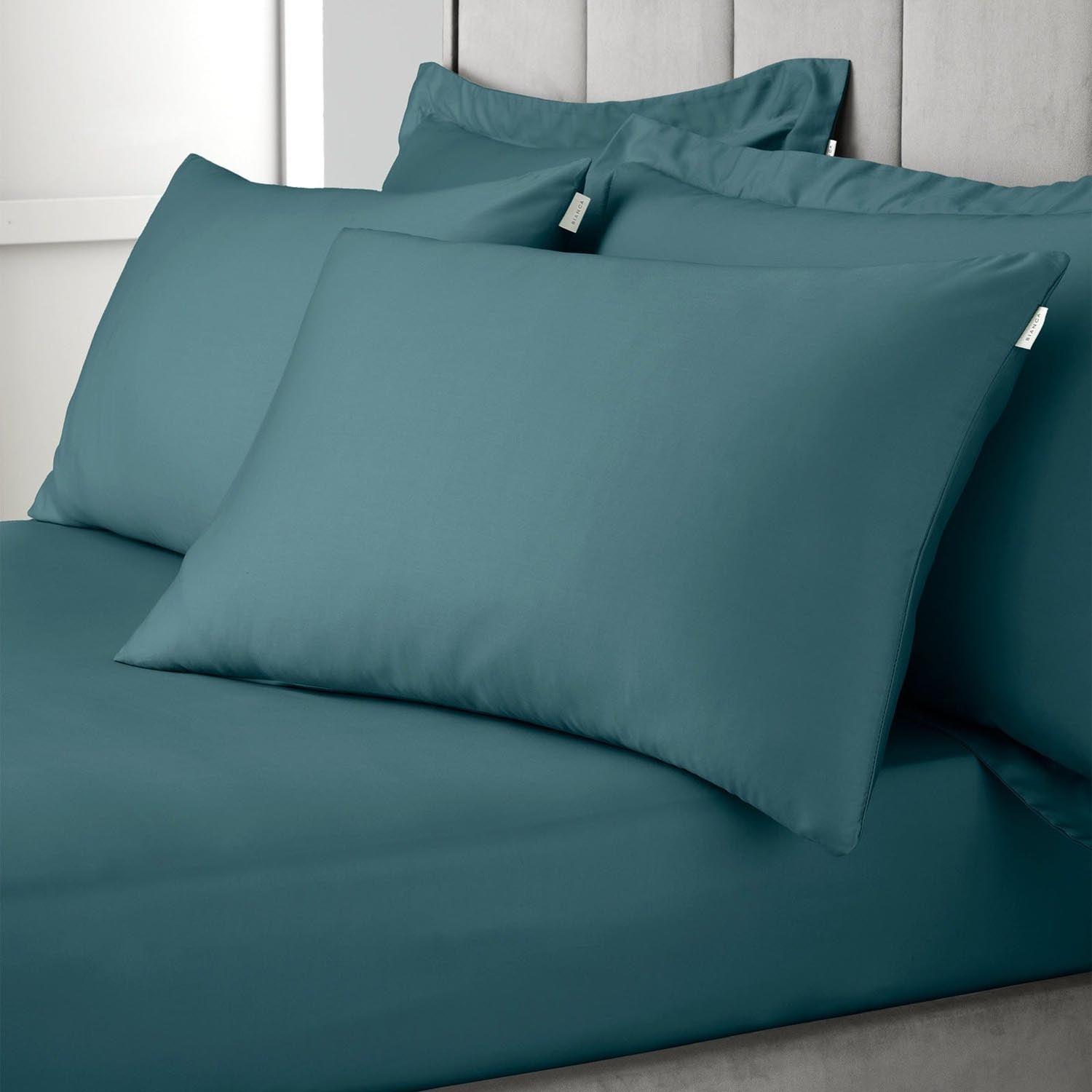 Bianca 400 Thread Count 100% Cotton Sateen Standard Pillowcase Pair - Teal 3 Shaws Department Stores