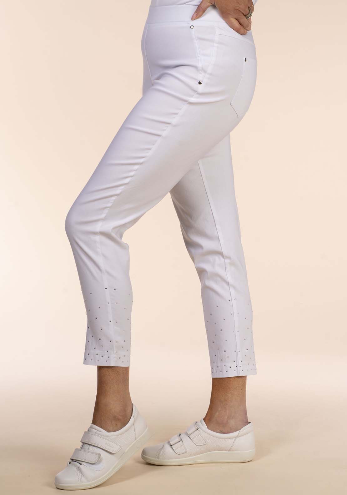 Tea Lane Diamante Hem Crop - White 1 Shaws Department Stores