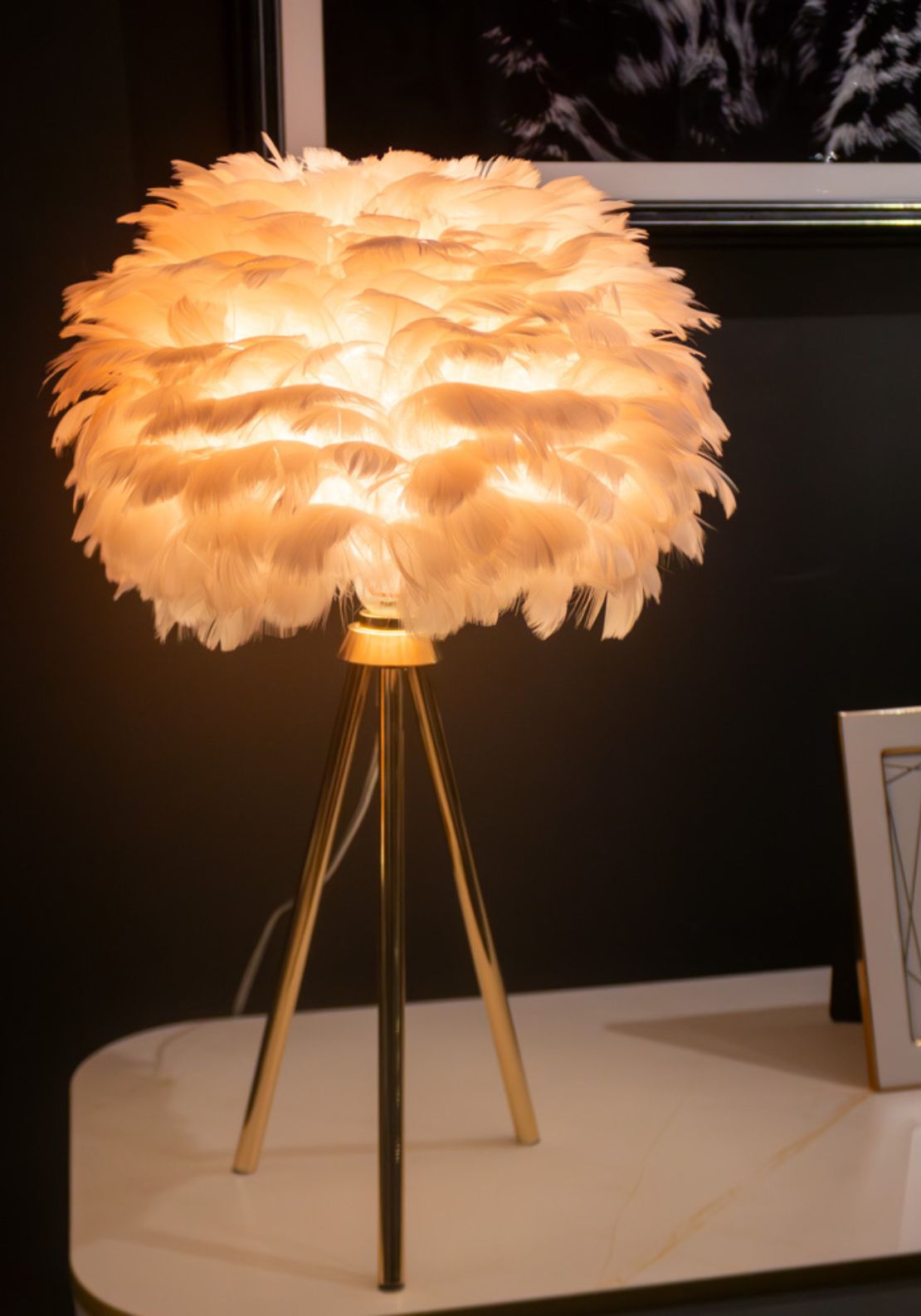 The Home Collection Feather Table Lamp - Pink 3 Shaws Department Stores