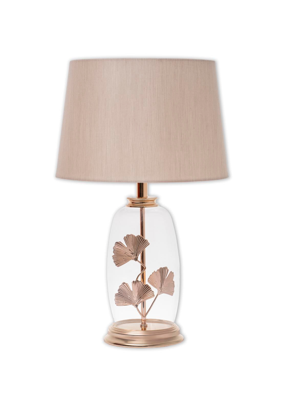The Home Collection 3 Leaf Glass Table Lam - Gold/clear 1 Shaws Department Stores