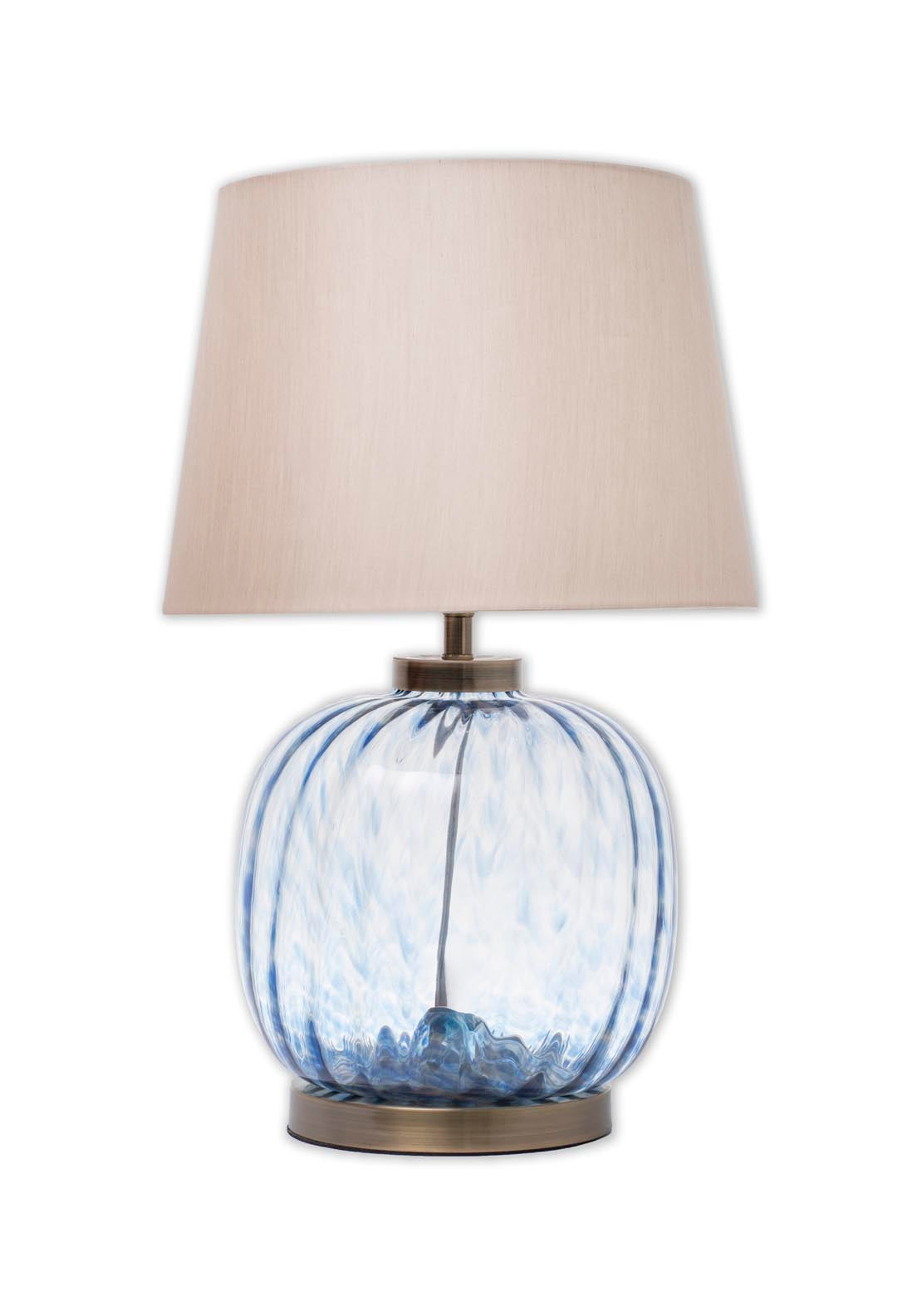 The Home Collection Round Glass Table Lamp - Navy 1 Shaws Department Stores