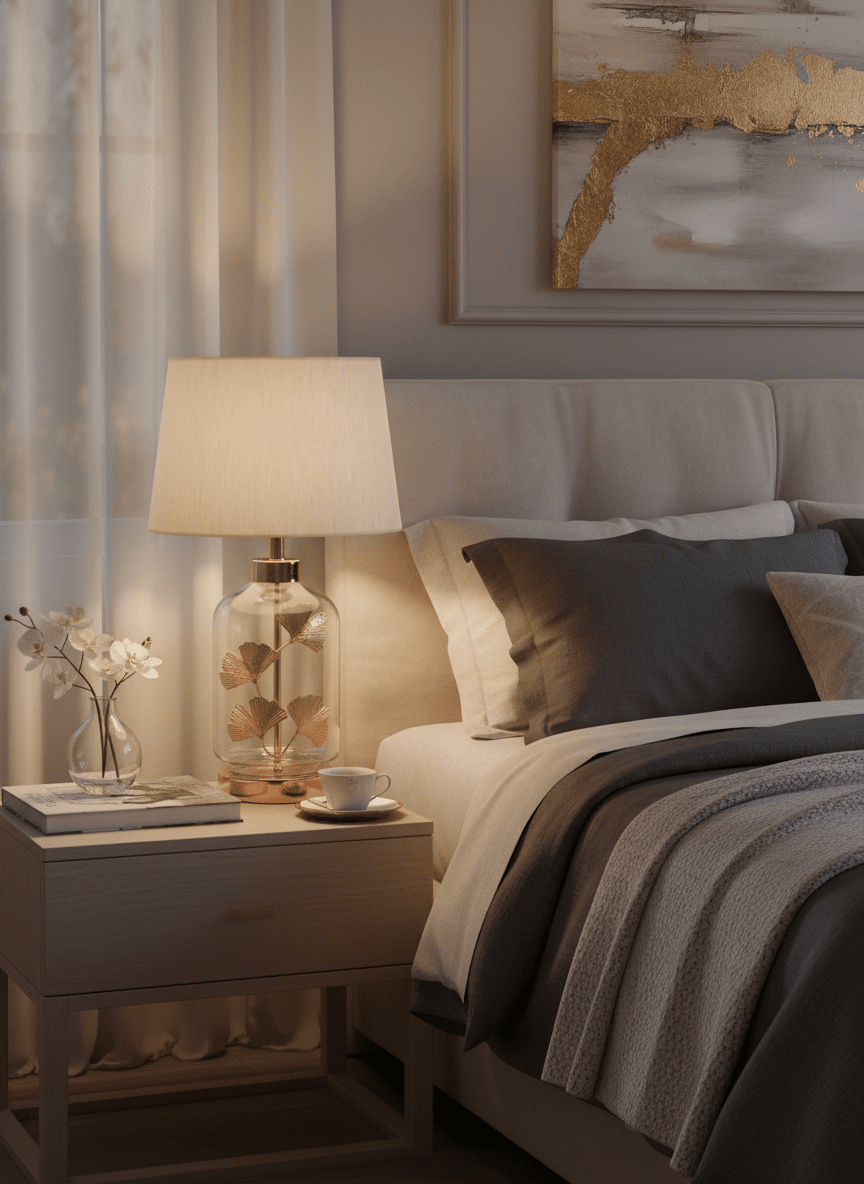 The Home Collection 4 Leaf Glass Table Lamp - Clear/metal 2 Shaws Department Stores