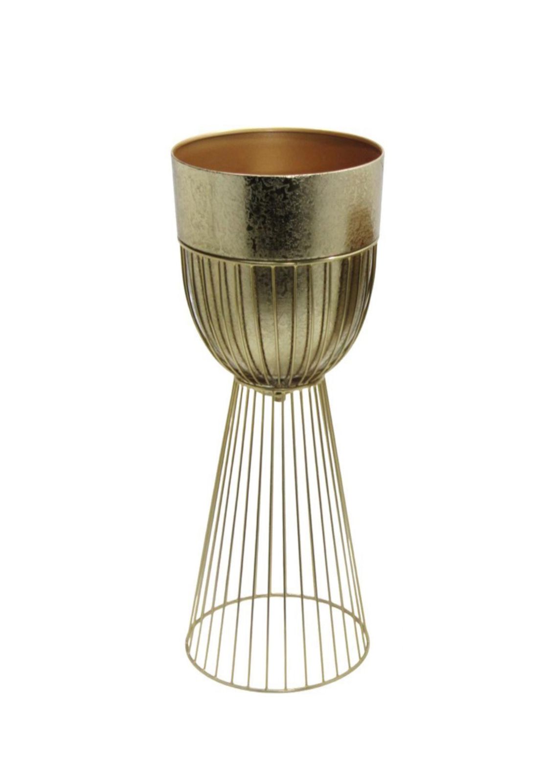 Gold Raised Planter With Wire Stand Large - Gold