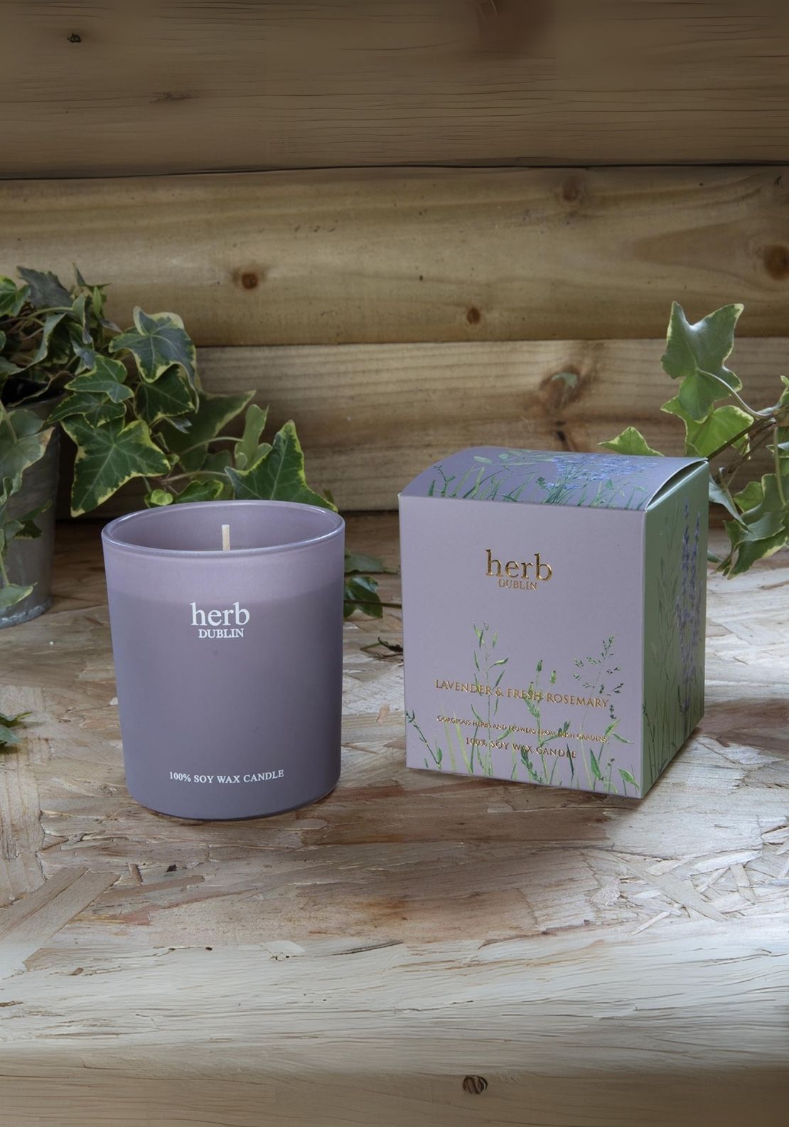 Herb Dublin Boxed Candle Lavender & Rosemary 235g - Purple 1 Shaws Department Stores