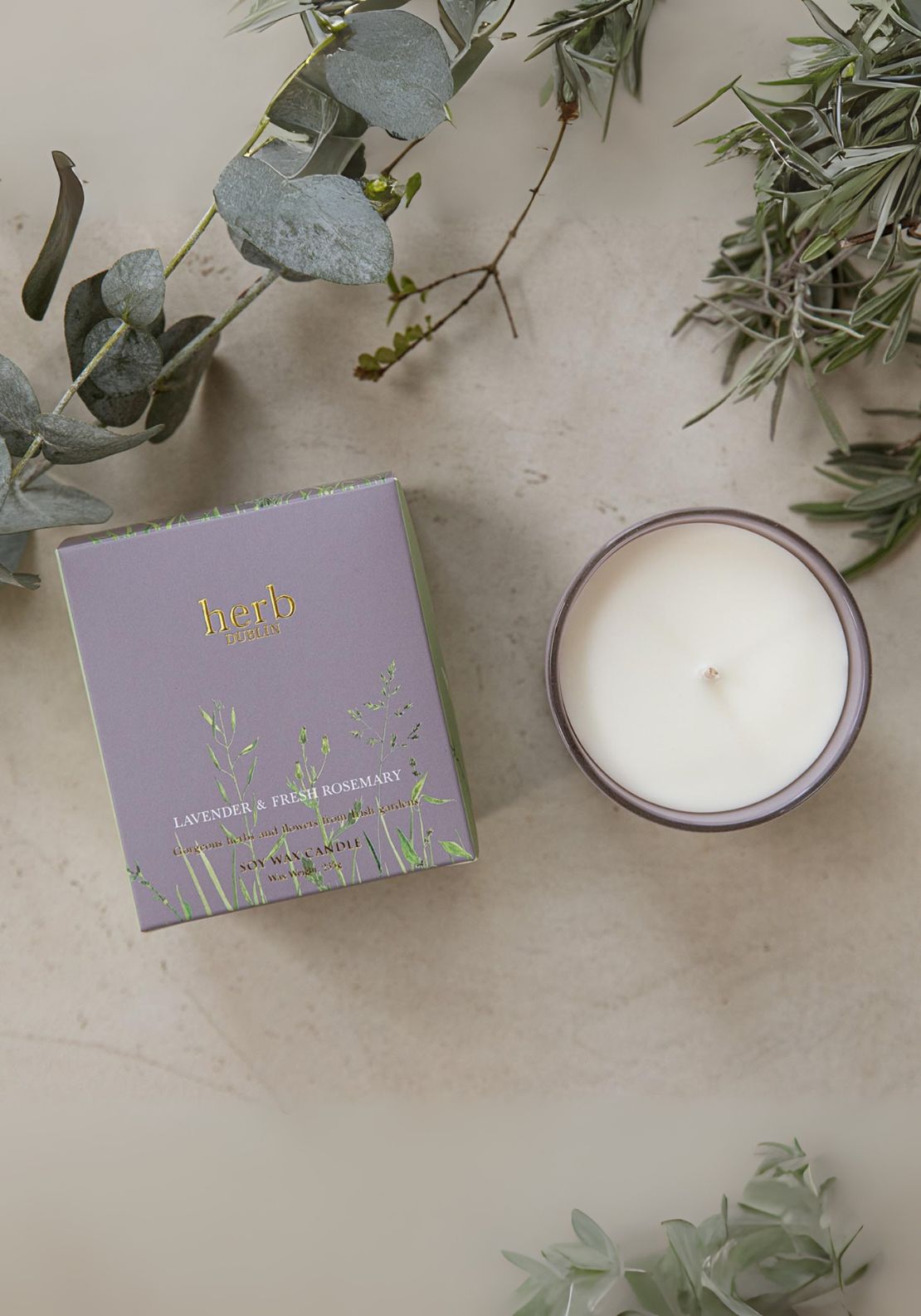 Herb Dublin Boxed Candle Lavender & Rosemary 235g - Purple 2 Shaws Department Stores