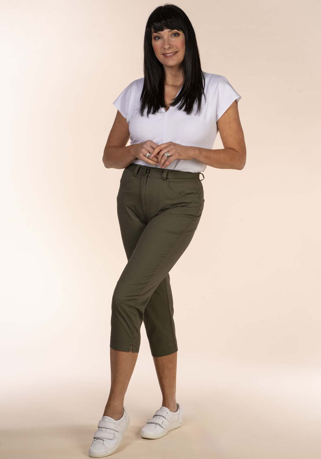 Tea Lane Peached Cotton Crop - Green 3 Shaws Department Stores
