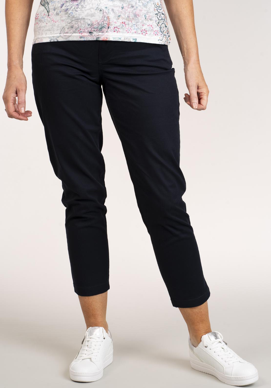 Tea Lane Cotton Chino Ankle Grazer - Navy 3 Shaws Department Stores