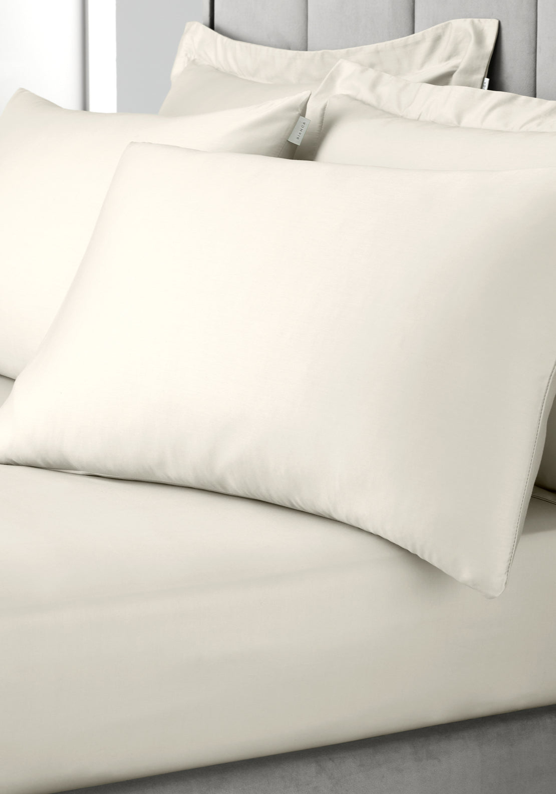 Bianca 100% Cotton Sateen 400 Thread Count Standard Pillowcase Pair - Grey 2 Shaws Department Stores