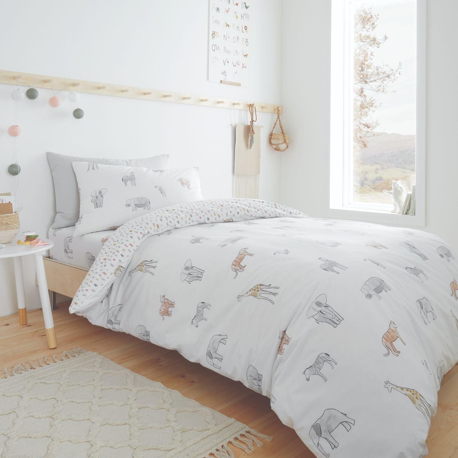 Bianca Zoo Animals Cotton Duvet Cover Set - White/Pastel 1 Shaws Department Stores