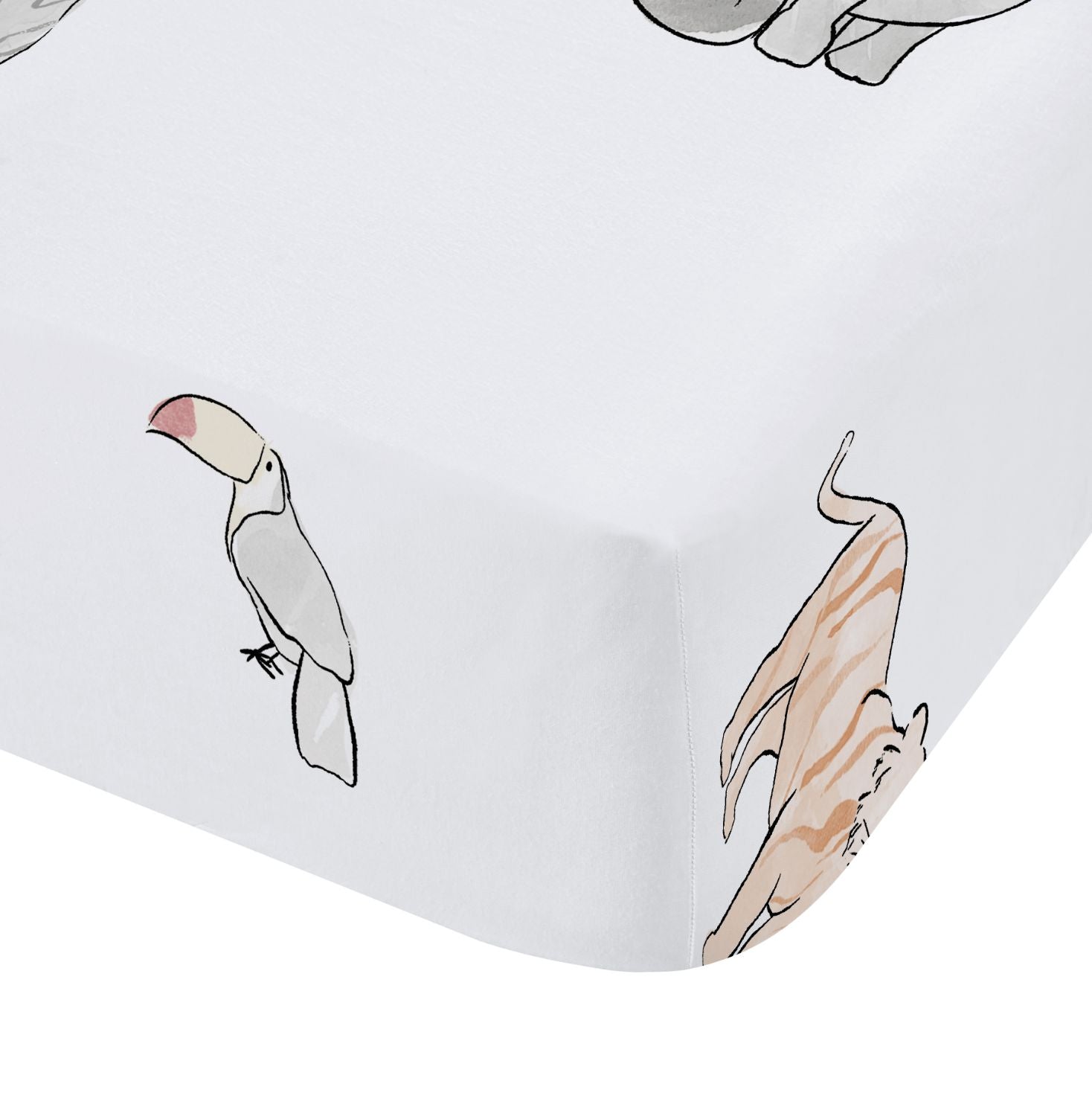 Bianca Zoo Animals Cotton Fitted Sheet - White/Pastel 1 Shaws Department Stores