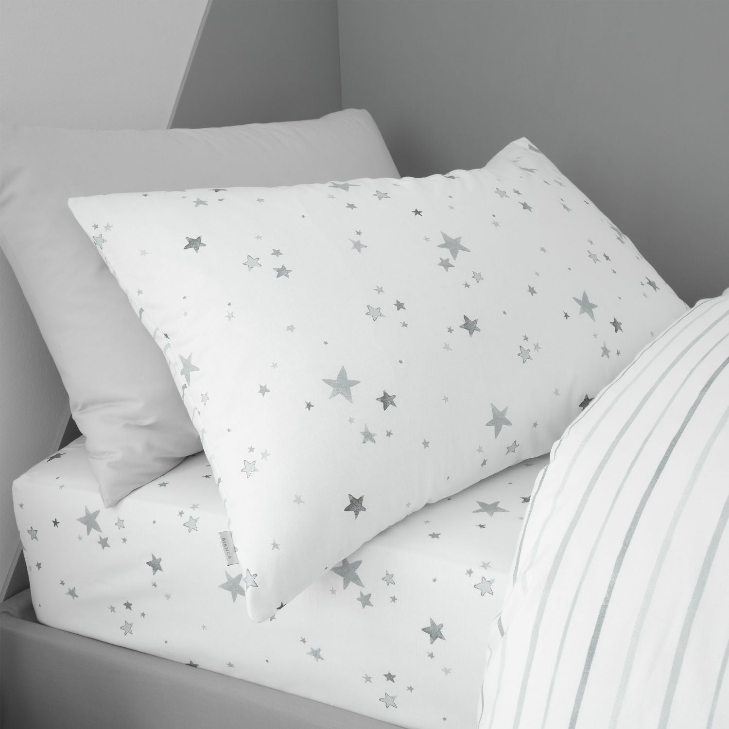 Bianca Stars Cotton Duvet Cover Set - Grey/White 5 Shaws Department Stores