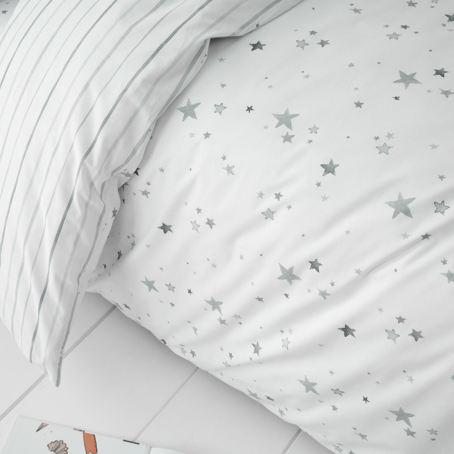 Bianca Stars Cotton Duvet Cover Set - Grey/White 4 Shaws Department Stores