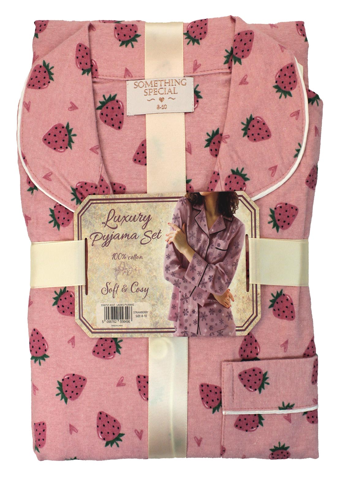 Brushed Cotton Pj Set Ribbon Pink – Shaws