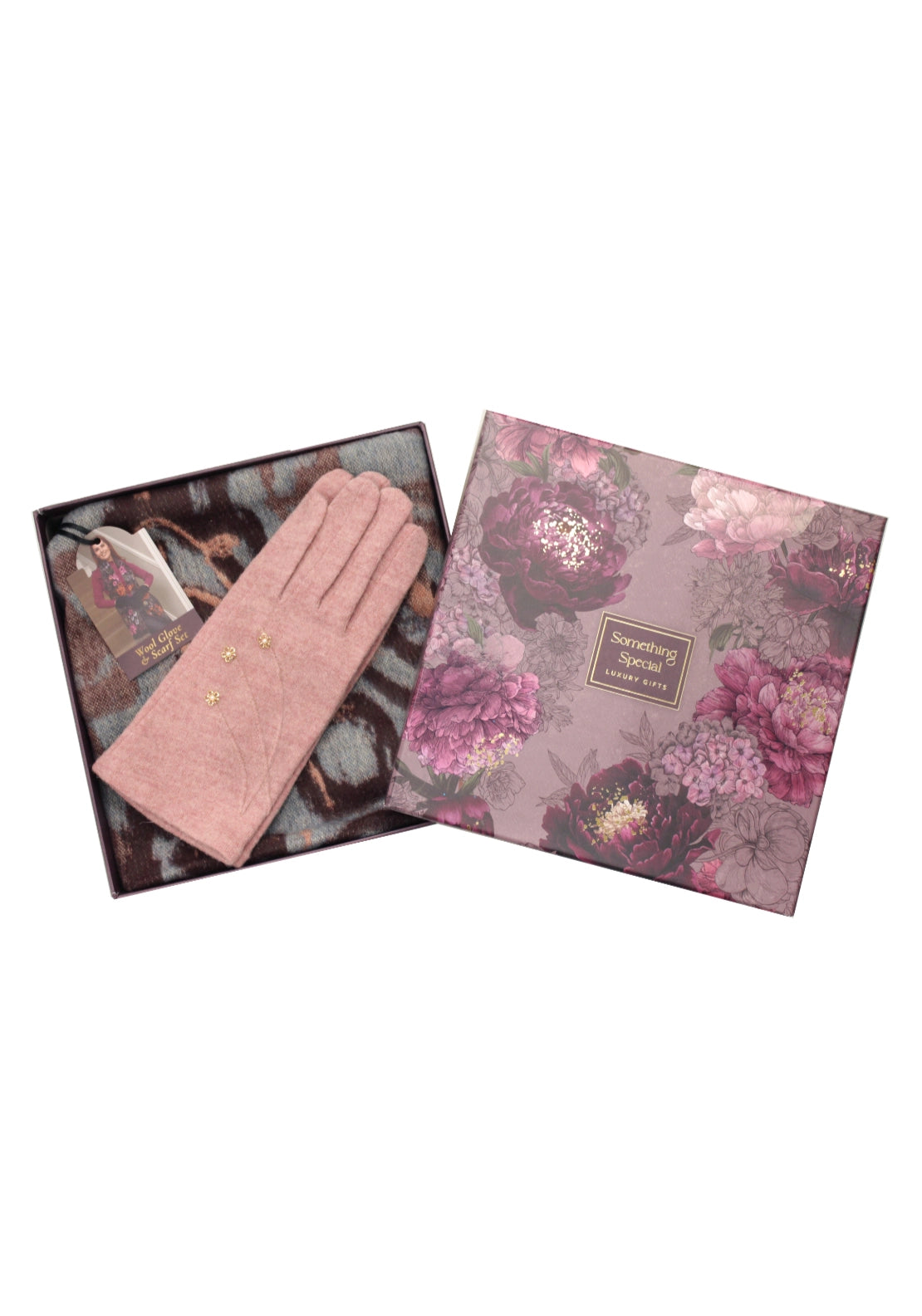 Something Special Wool Gloves & Scarf Set - Pink Melange 1 Shaws Department Stores