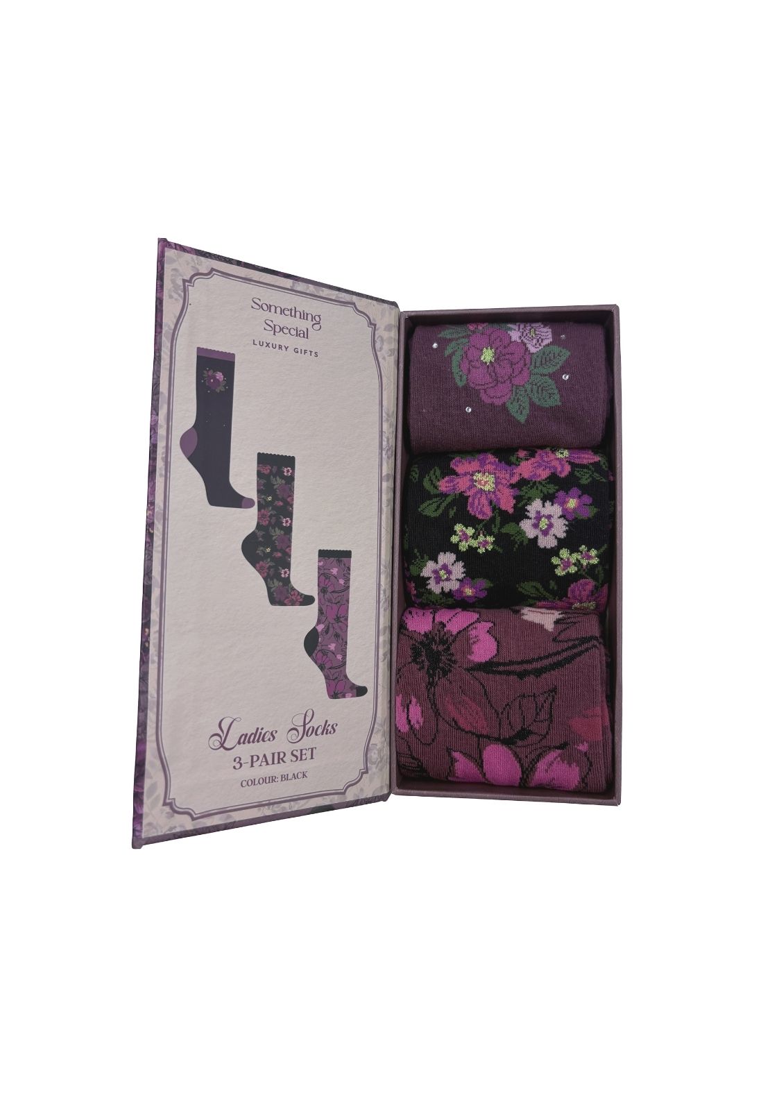 Something Special Book Of 3 Pair Sock Set - Black 1 Shaws Department Stores