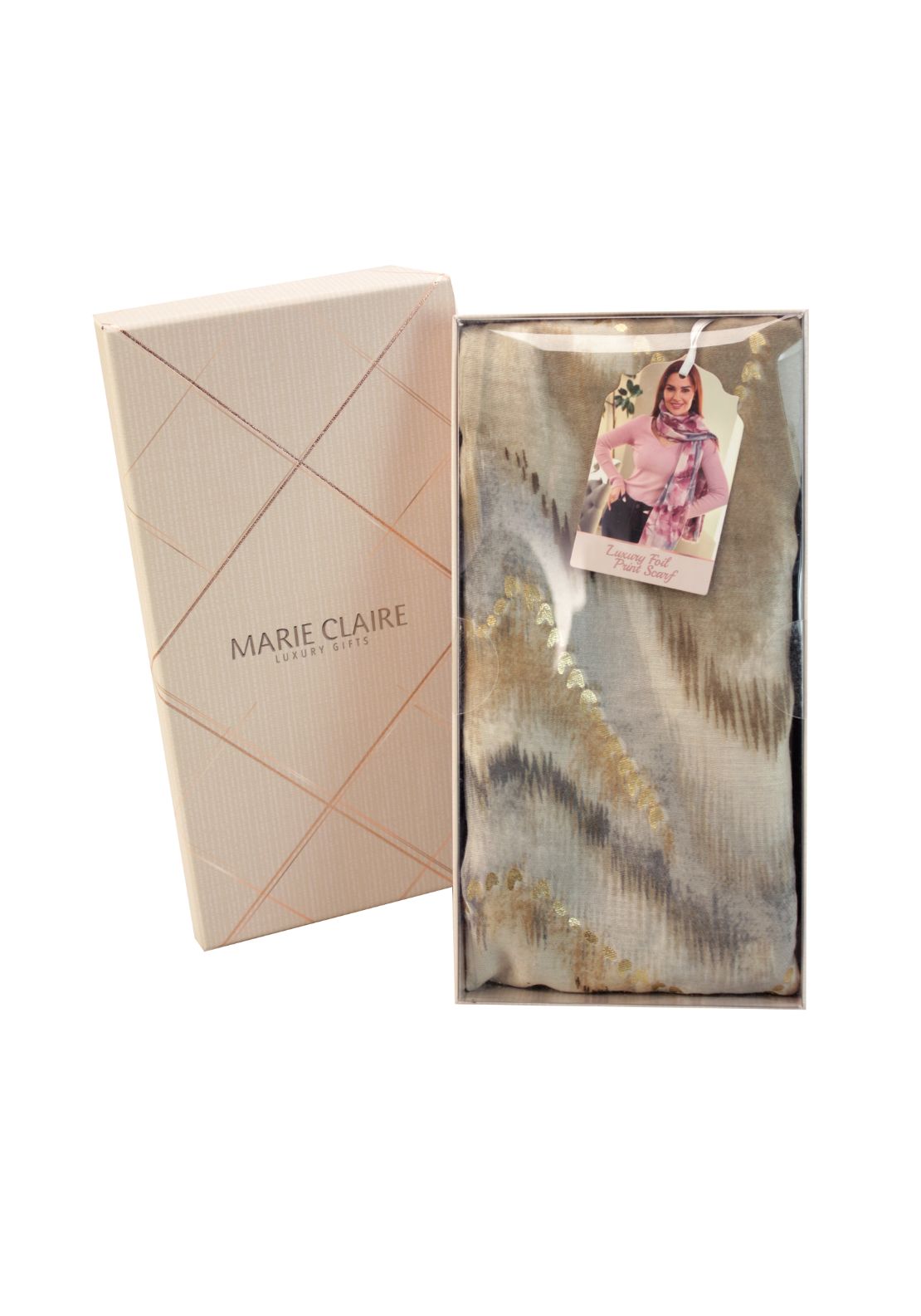 Marie Claire Foil Print Scarf - Biscuit 1 Shaws Department Stores