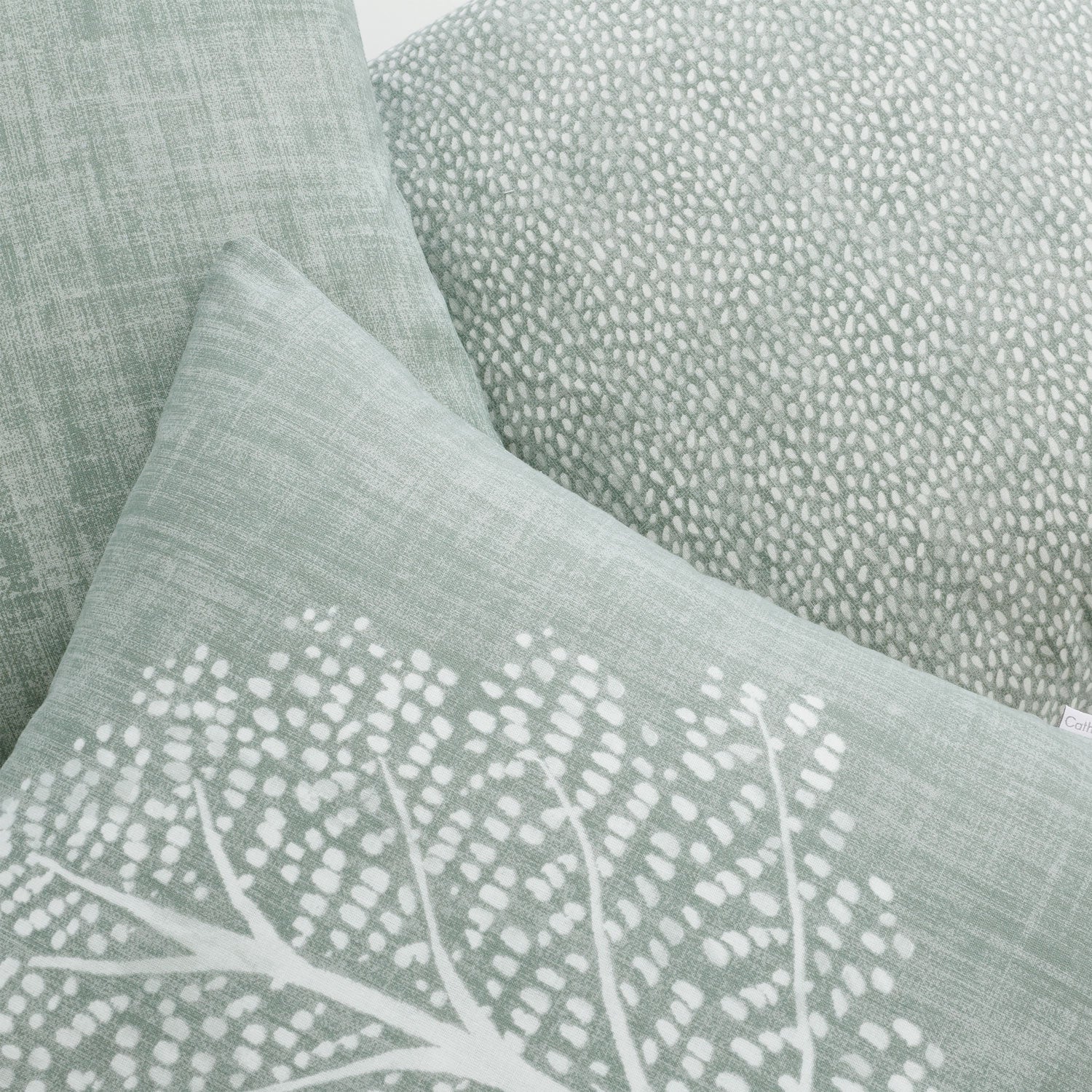 Catherine Lansfield Alder Tree Pack of 3 Cushion Covers - Sage 2 Shaws Department Stores