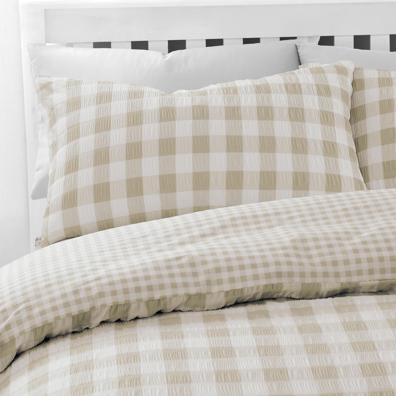 The Home Collection Textured Seersucker Check Duvet Cover Set - Natural 3 Shaws Department Stores