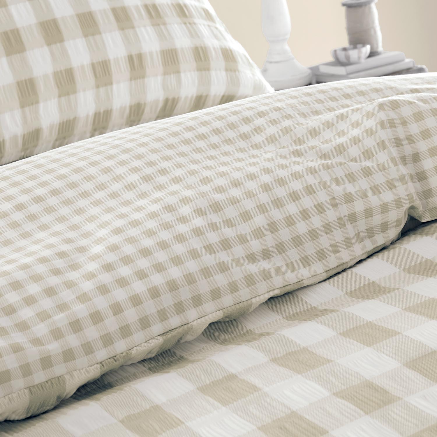 The Home Collection Textured Seersucker Check Duvet Cover Set - Natural 5 Shaws Department Stores