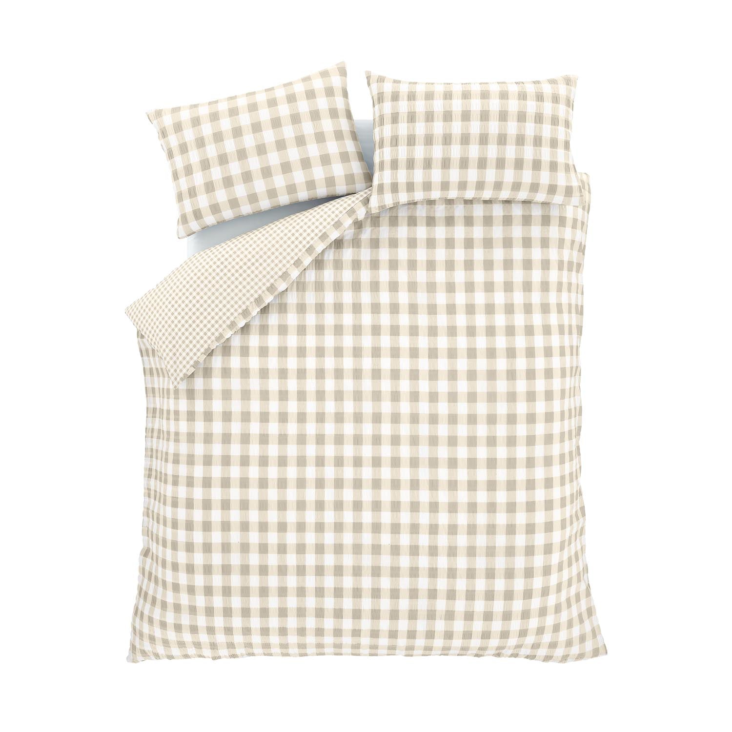 The Home Collection Textured Seersucker Check Duvet Cover Set - Natural 6 Shaws Department Stores