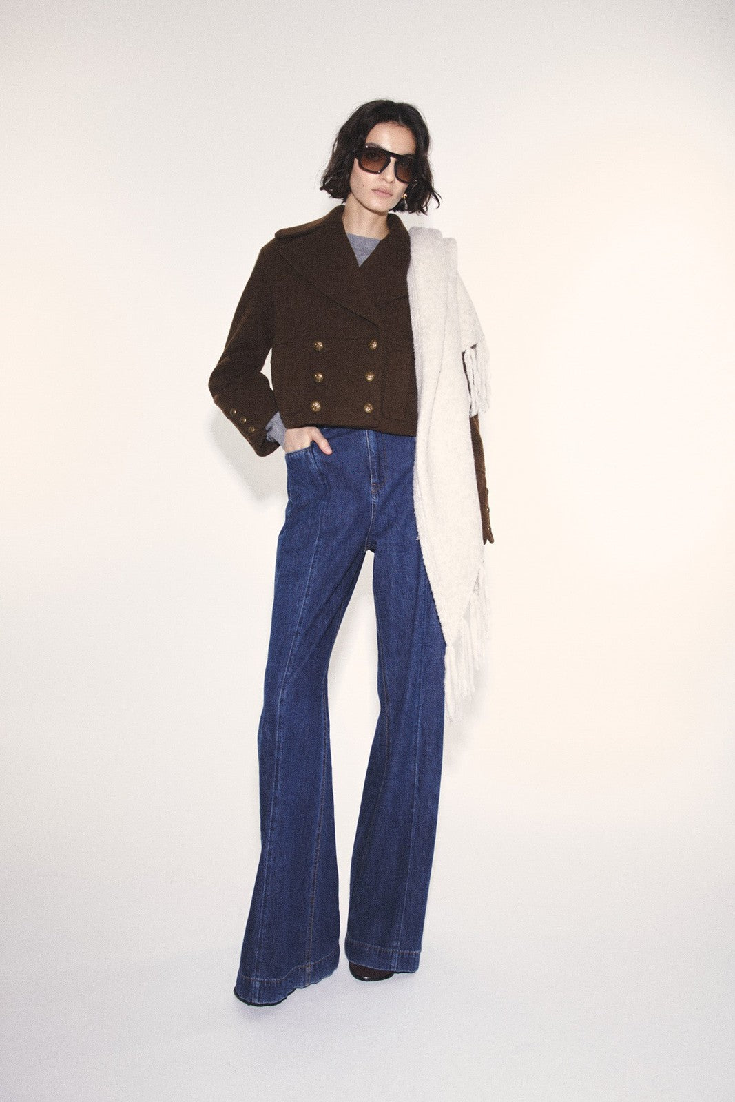 Short Wool Coat - Brown
