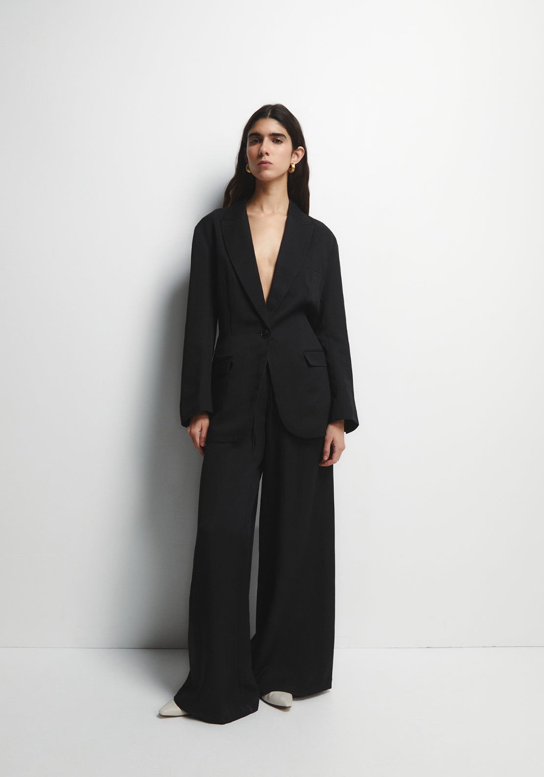 Gathered Back Blazer - Black