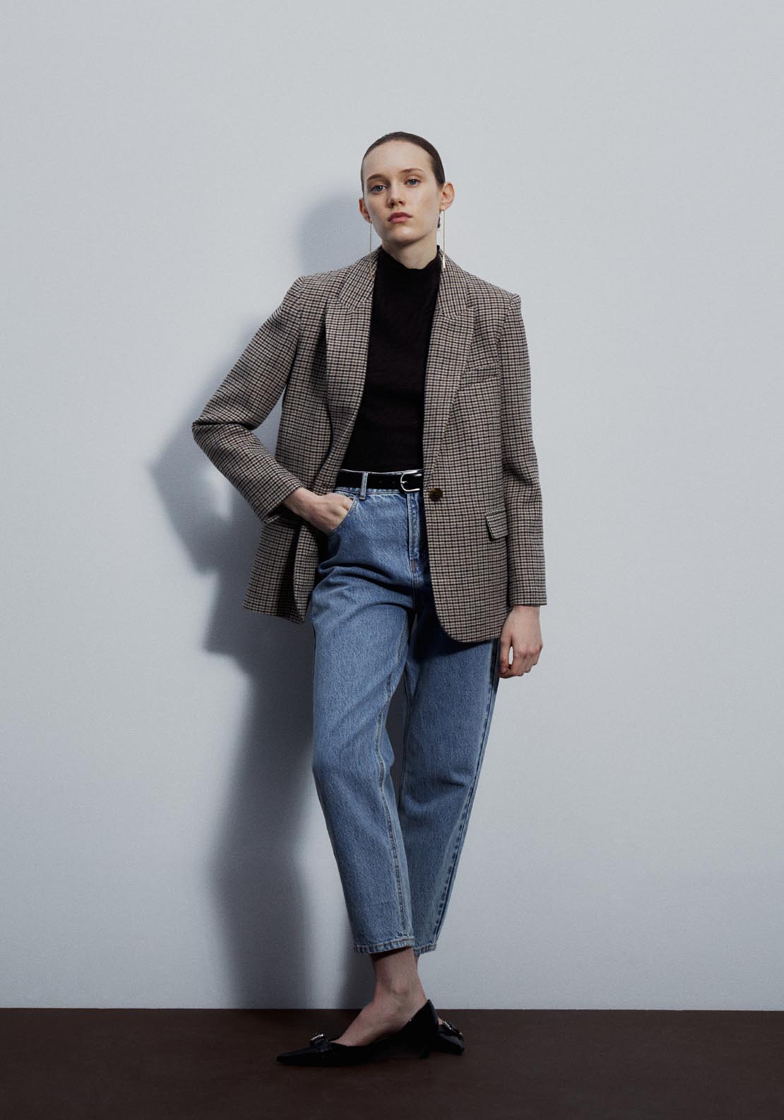 Sfera Houndstooth blazer - Blue 2 Shaws Department Stores