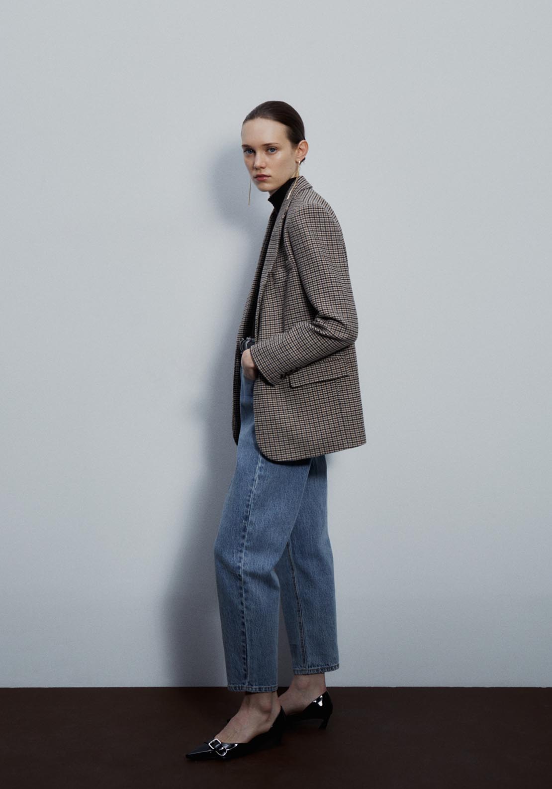 Sfera Houndstooth blazer - Blue 3 Shaws Department Stores