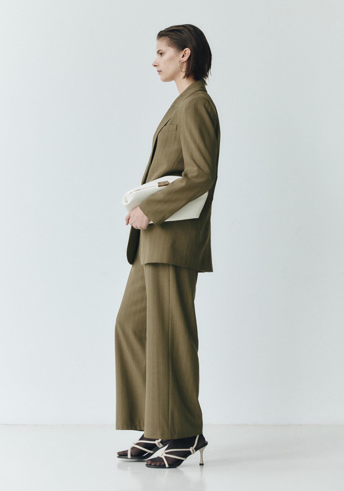 Sfera Stripes straight-cut jacket - Khaki 4 Shaws Department Stores
