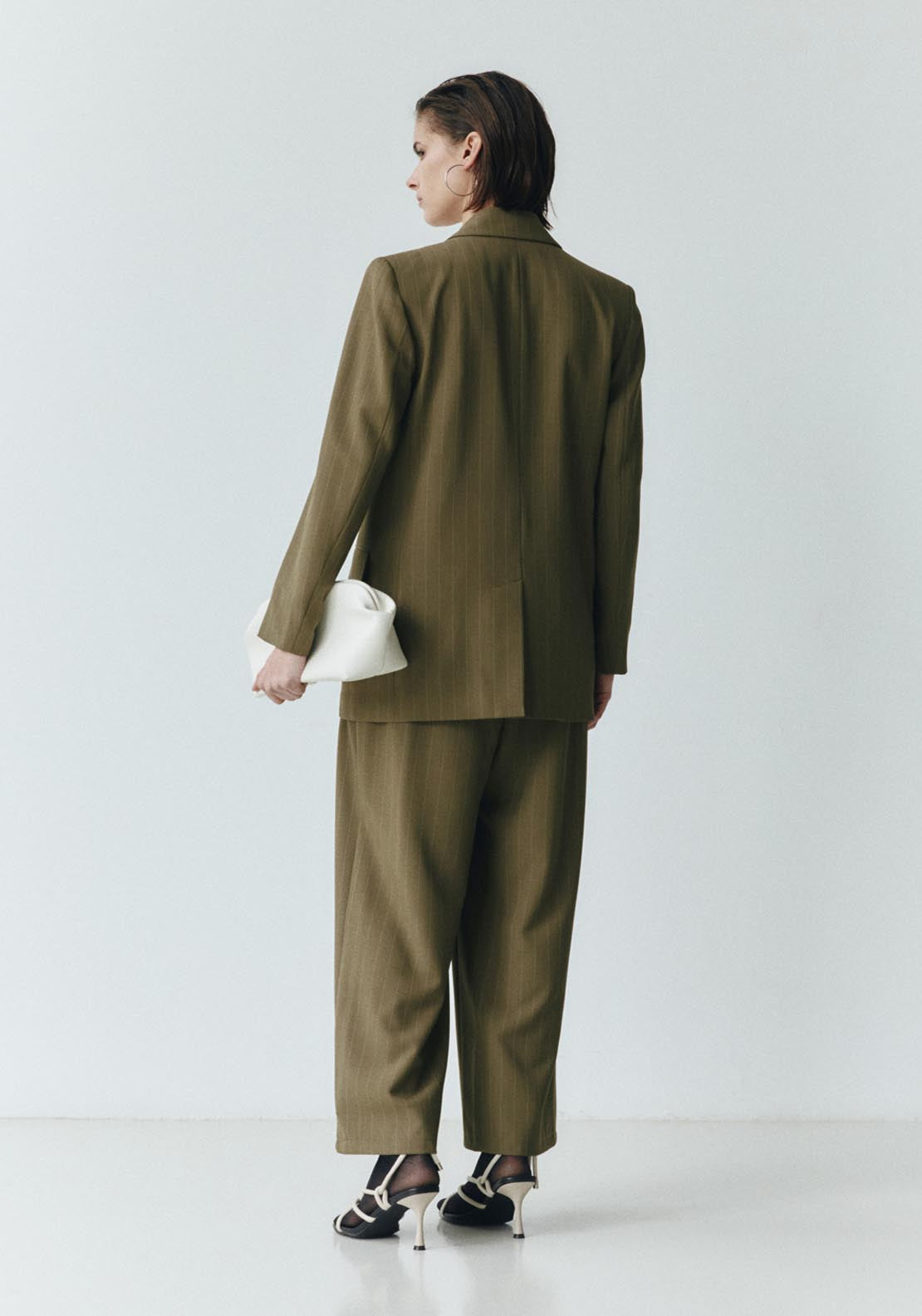 Sfera Stripes straight-cut jacket - Khaki 6 Shaws Department Stores