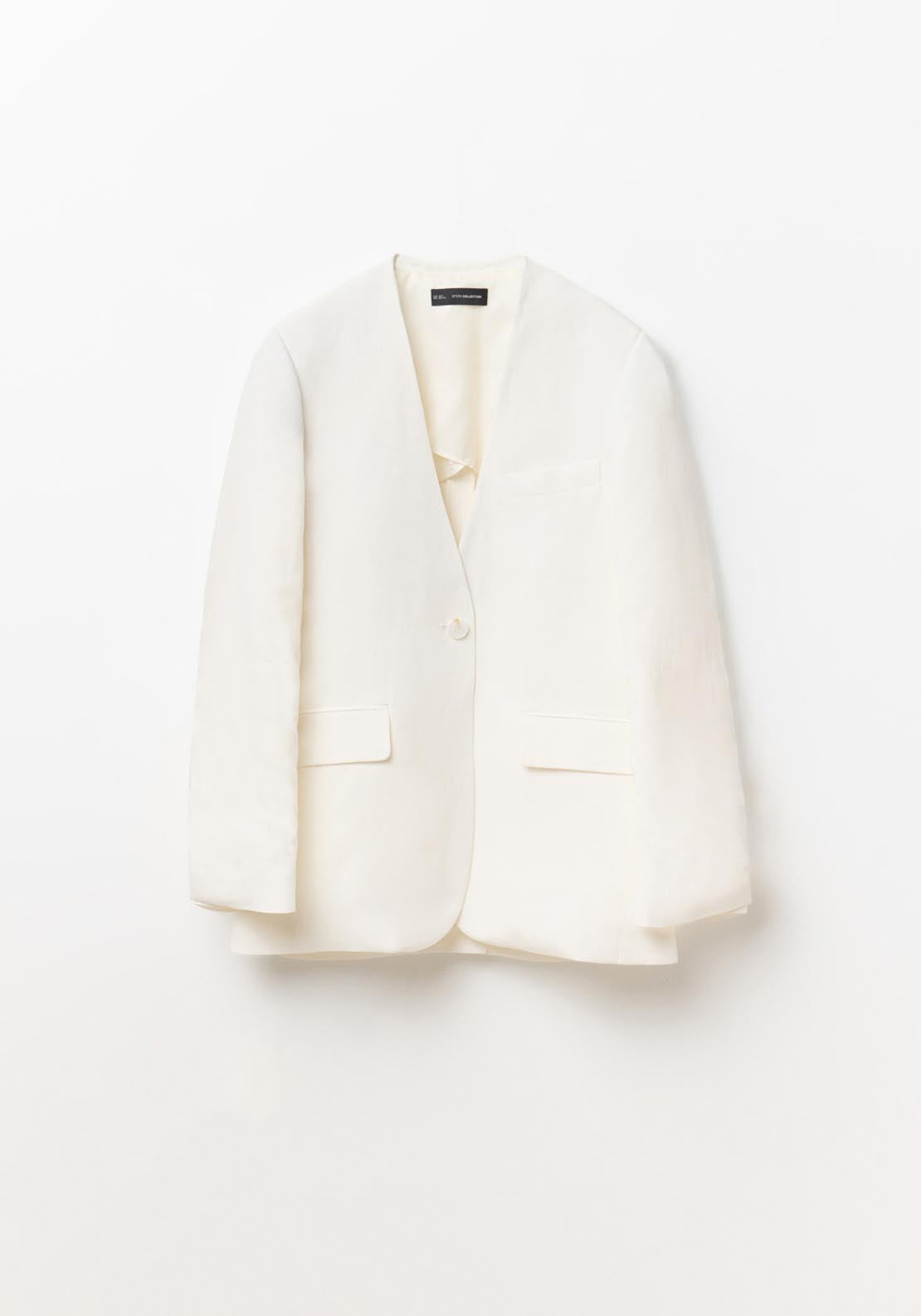Sfera Linen Plain Blazer - White 6 Shaws Department Stores