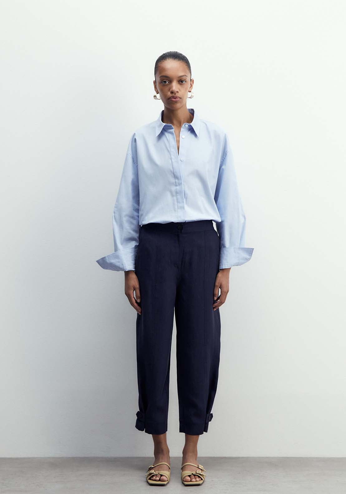 Sfera Straight-Leg Loose-Fit Trousers - Navy 5 Shaws Department Stores