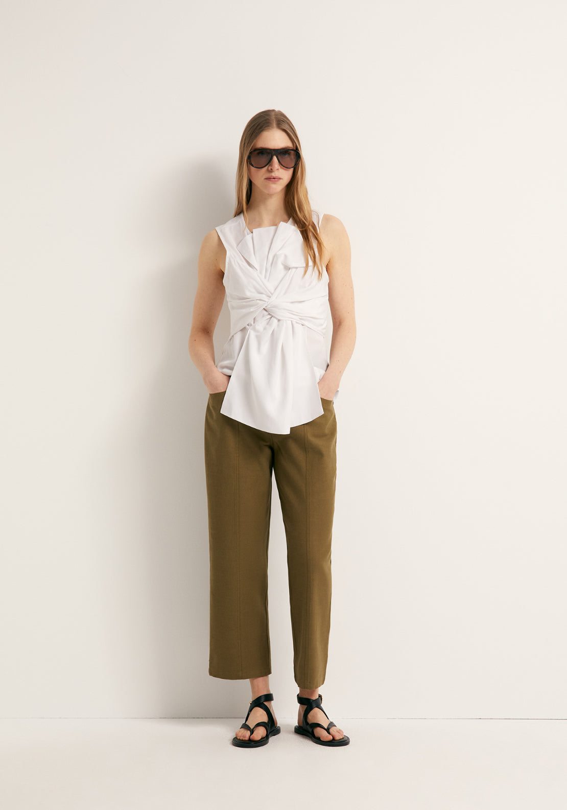 Topstitching Trousers - Beige