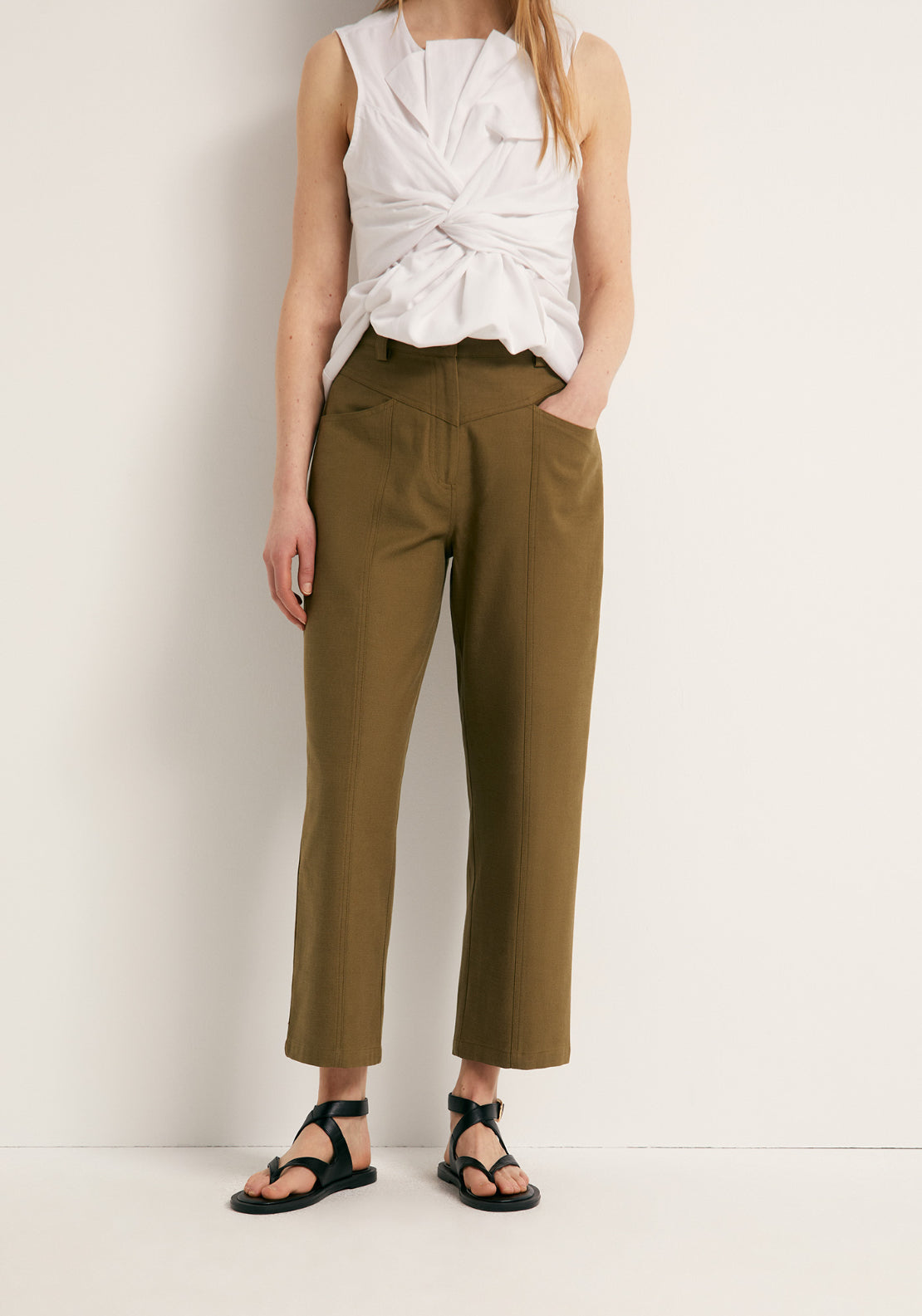 Topstitching Trousers - Beige