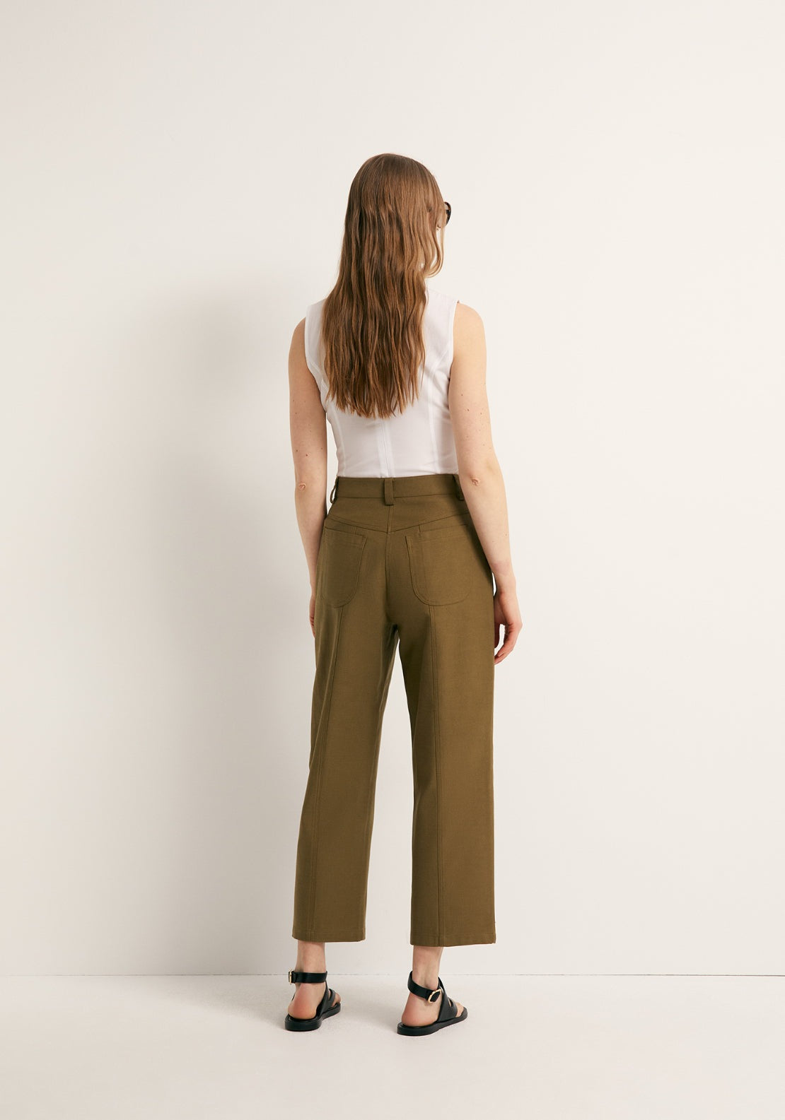 Topstitching Trousers - Beige