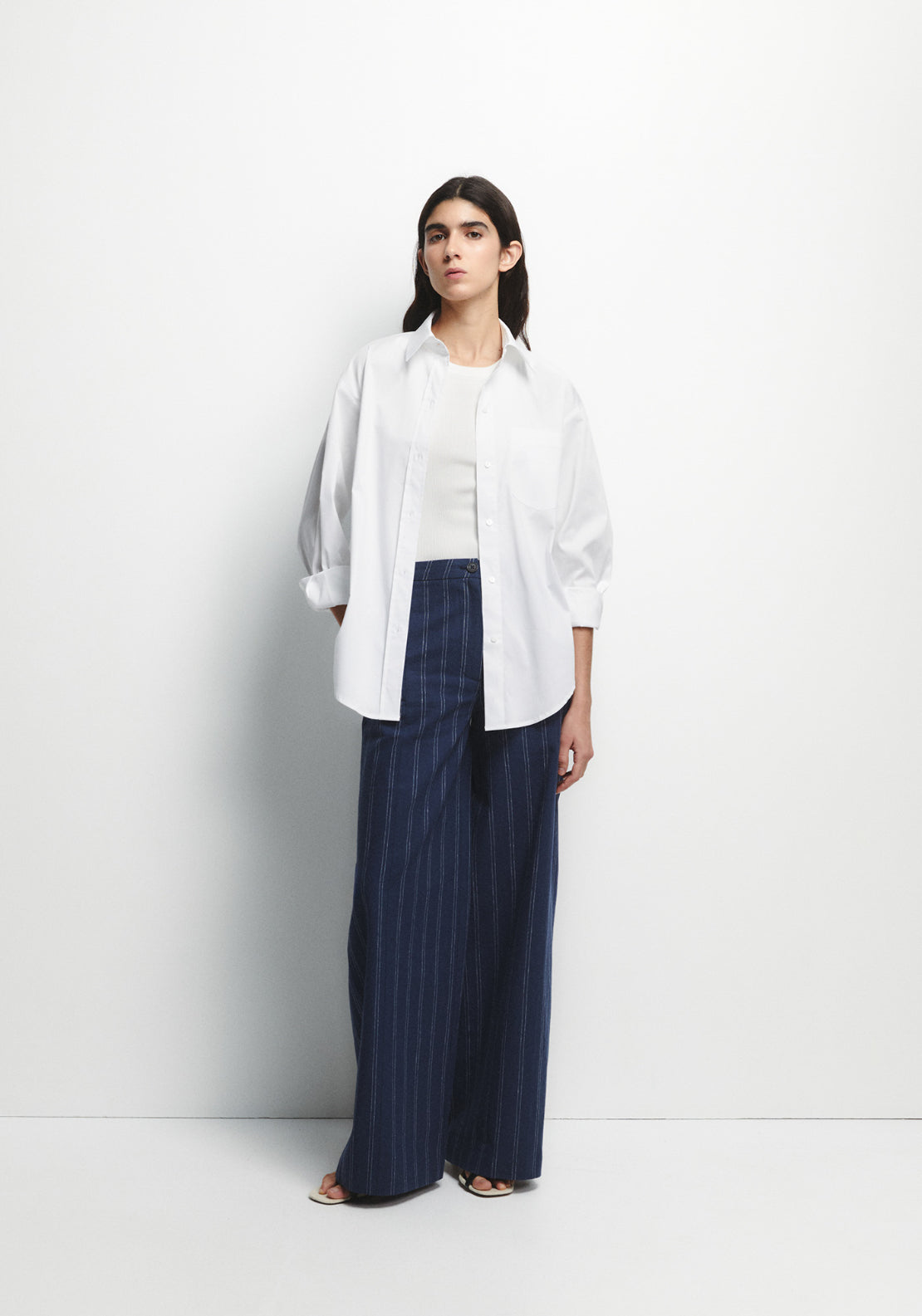 Loose Striped Trousers - Blue