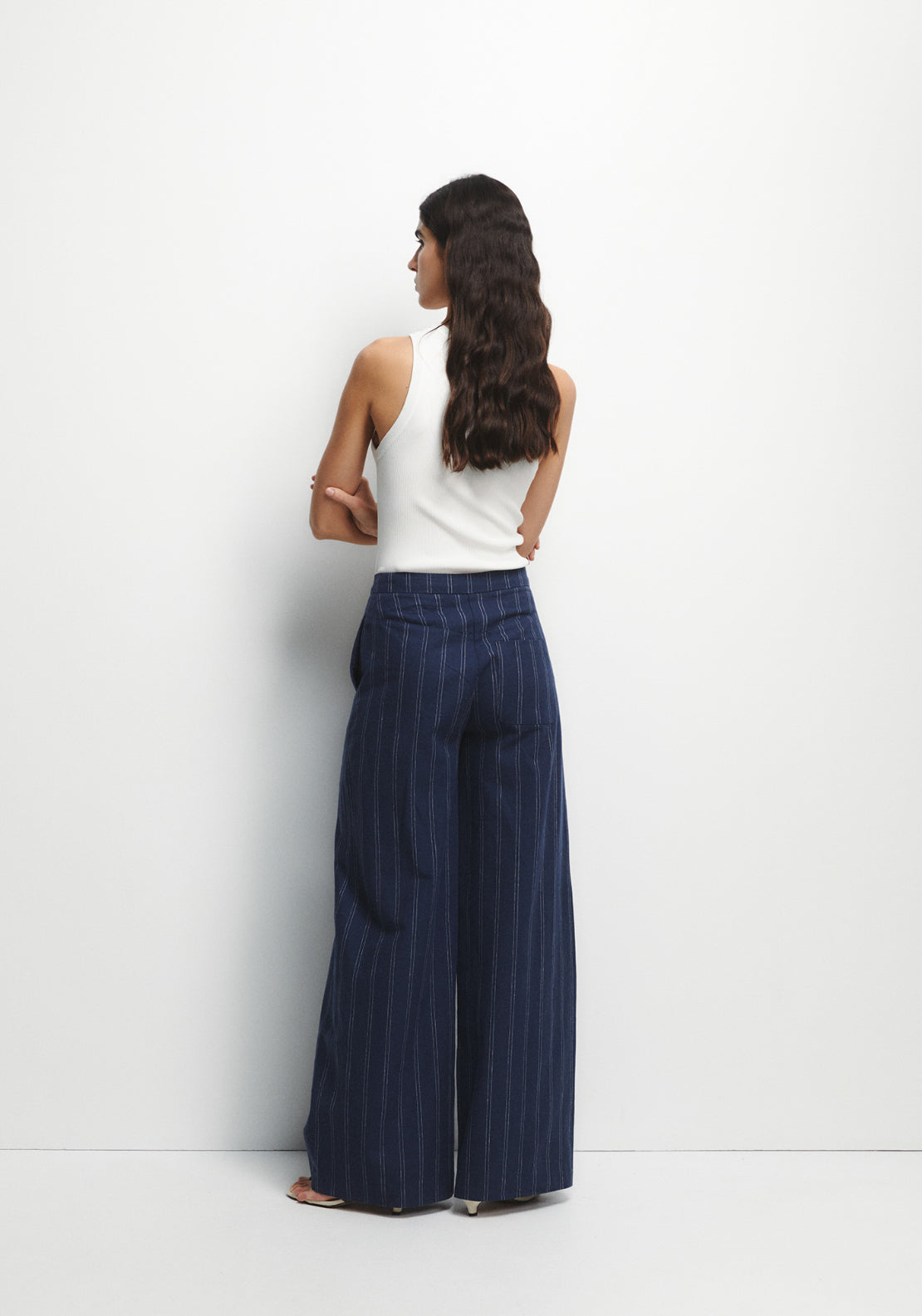 Loose Striped Trousers - Blue